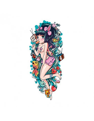 Kawaii Anime Girl 1 - velké nalepovací tetování