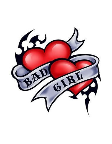 Bad Girl se srdíčky - nalepovací tetování