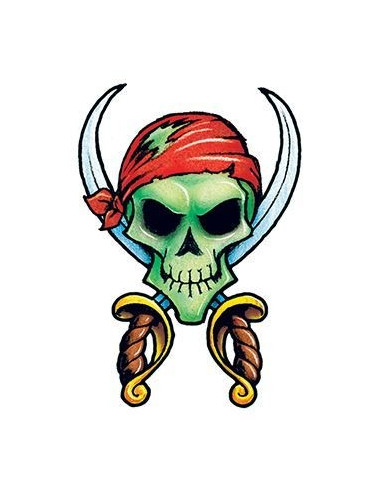 Pirátská lebka a meče - nalepovací tetování