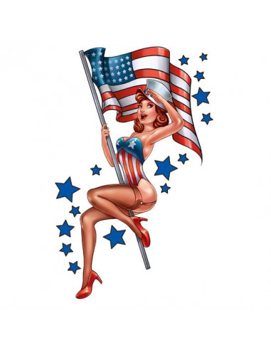 Pin-up girl s americkou vlajkou - velké nalepovací tetování