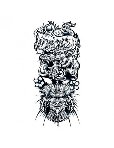 Čínský drak a válečník - velké nalepovací tetování