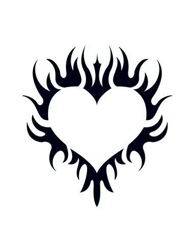 Hořící srdce - třpytivé nalepovací tetování