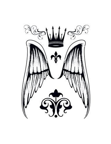 Andělská křídla, koruna a Fleur de lis - sada tetovaček