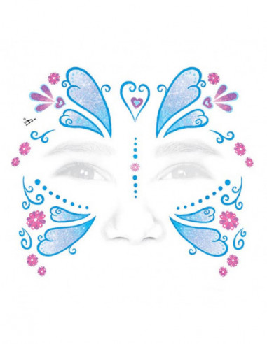Motýlí princezna - třpytivé nalepovací tetování na obličej