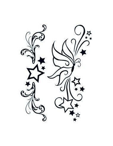 Hvězdičky a motýl - nalepovací tetování