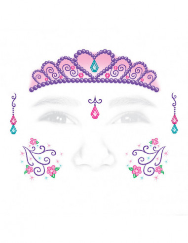 Růžová princezna - třpytivé nalepovací tetování na obličej