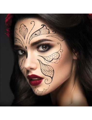 Krajková maska na obličej - nalepovací tetování