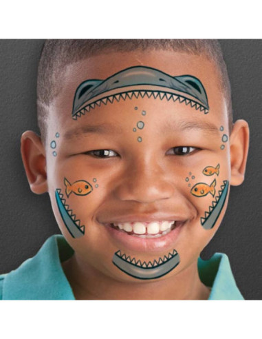 Žralok - dětské halloweenské tetování na obličej