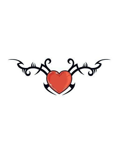 Červené srdce - tribal nalepovací tetování