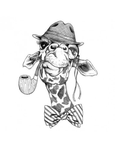 Velká černobílá hipster žirafa - nalepovací tetování