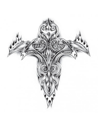 Hořící kříž - velké nalepovací tetování