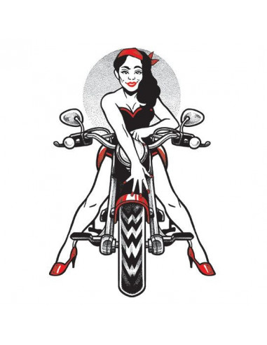 Pin-up girl na motorce - velké nalepovací tetování